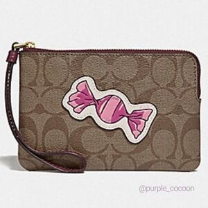 Coach Corner Zip Wristlet with 🍬 Motif